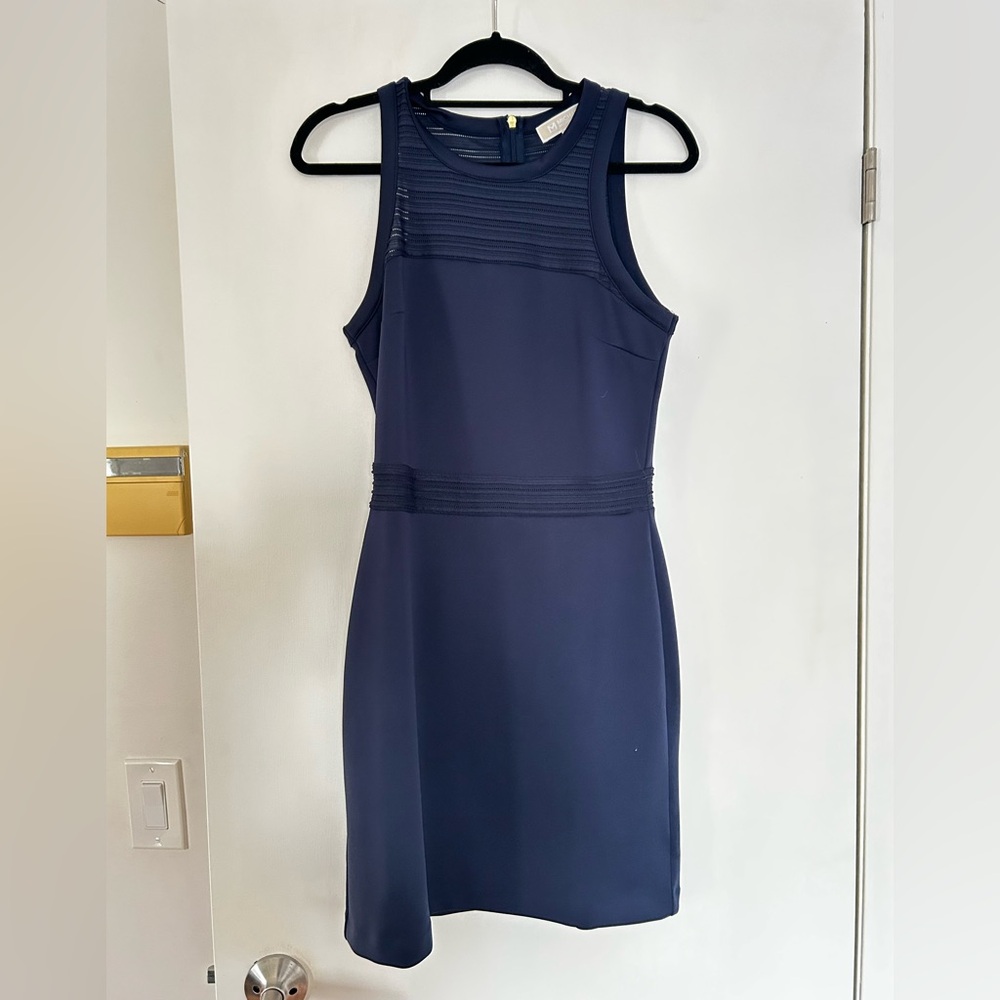 Michael Kors Navy Sleeveless Midi Sheath Dress
